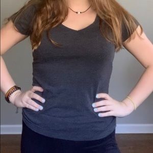 Gray V-Neck Top